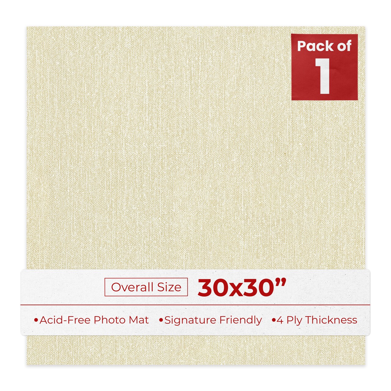 Off White Canvas 30x30 Uncut Mat Board - Blank Sheets, No Opening